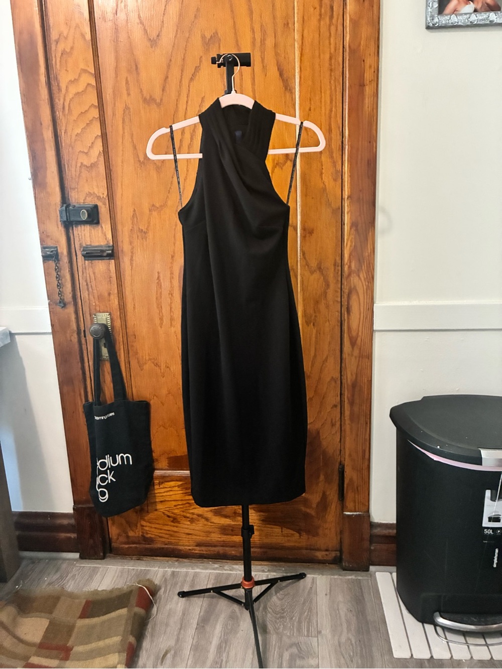 RACHEL Rachel Roy Black Halter Midi Dress
